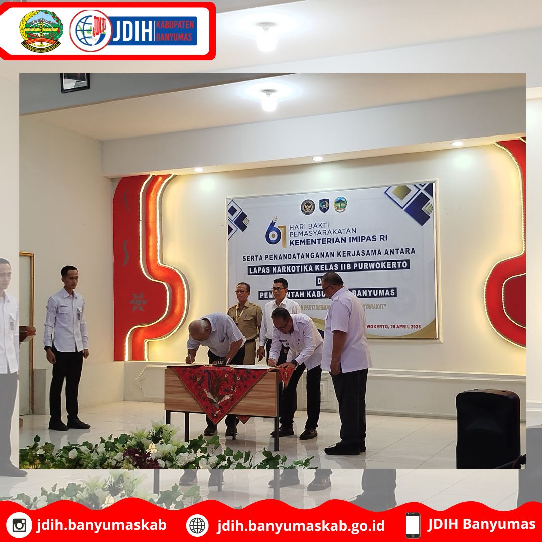 Penandatanganan Kerja Sama antara Kepala Lembaga Pemasyarakatan Narkotika Kelas IIB Purwokerto dengan Pemerintah Kabupaten Banyumas 